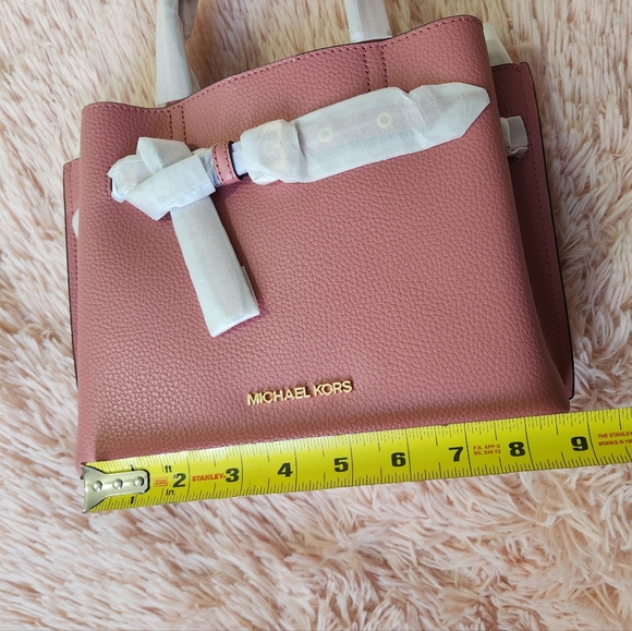 Michael Kors Emilia Small Pebbled Leather Satchel Rose Color NWT - Picture 6 of 7